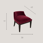 Petite Assise Velours Rouge Hêtre Massif