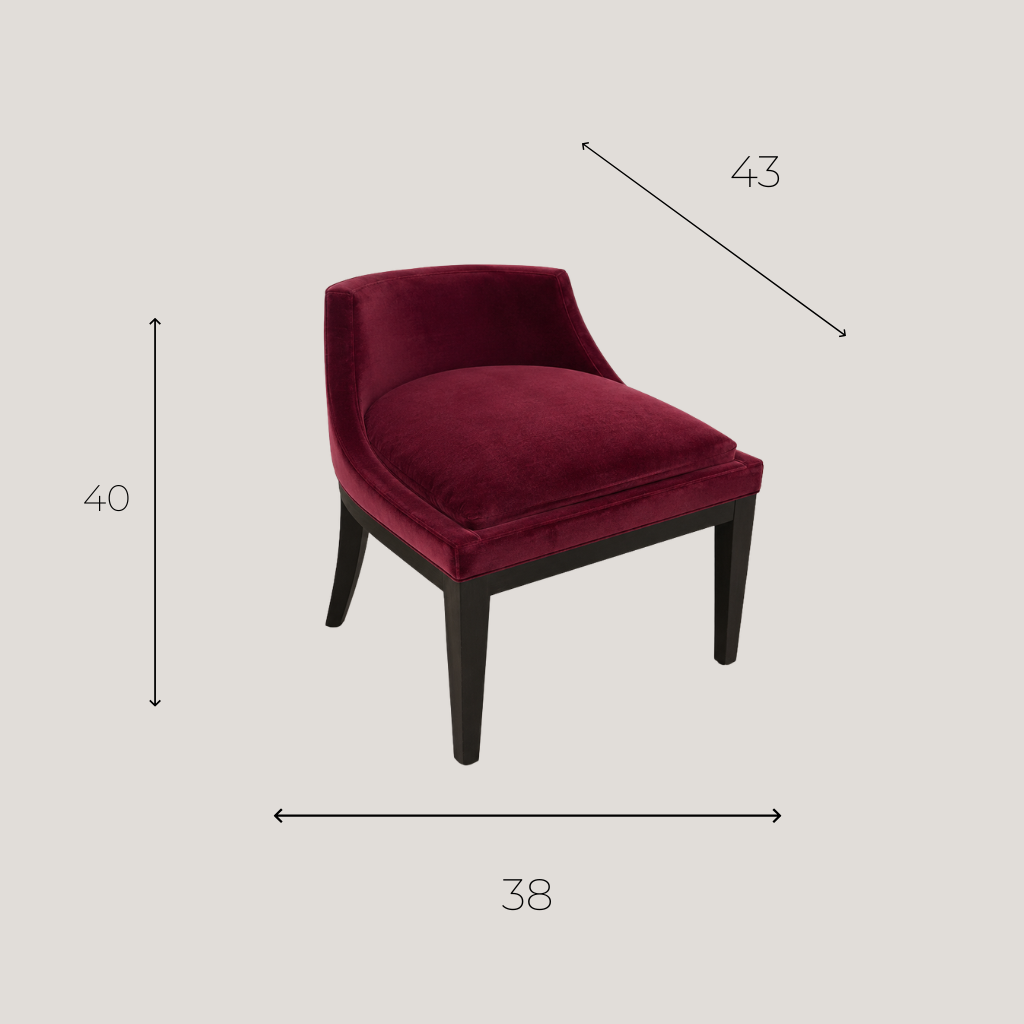 Petite Assise Velours Rouge Hêtre Massif