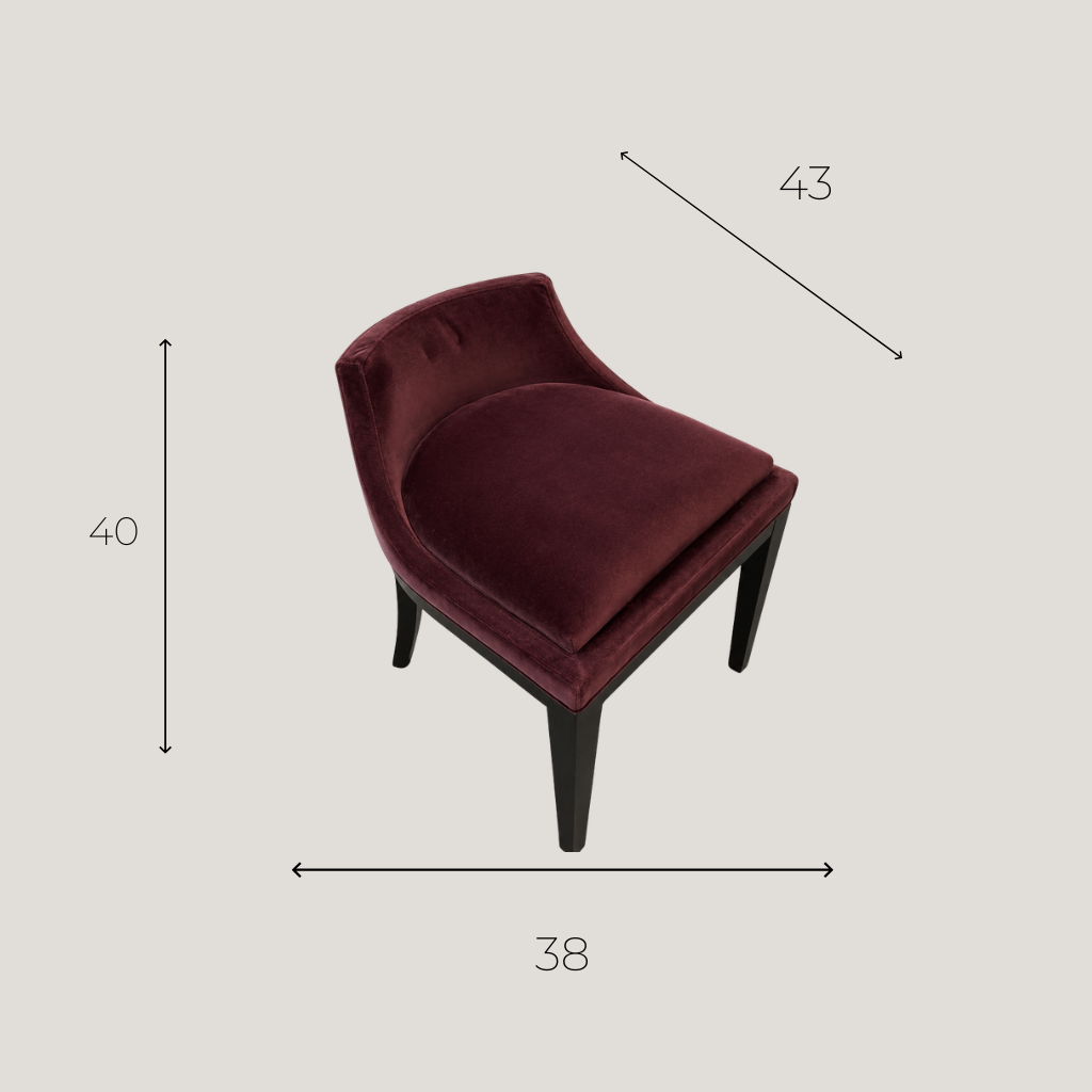 Petite Assise Velours Bordeaux Hêtre Massif