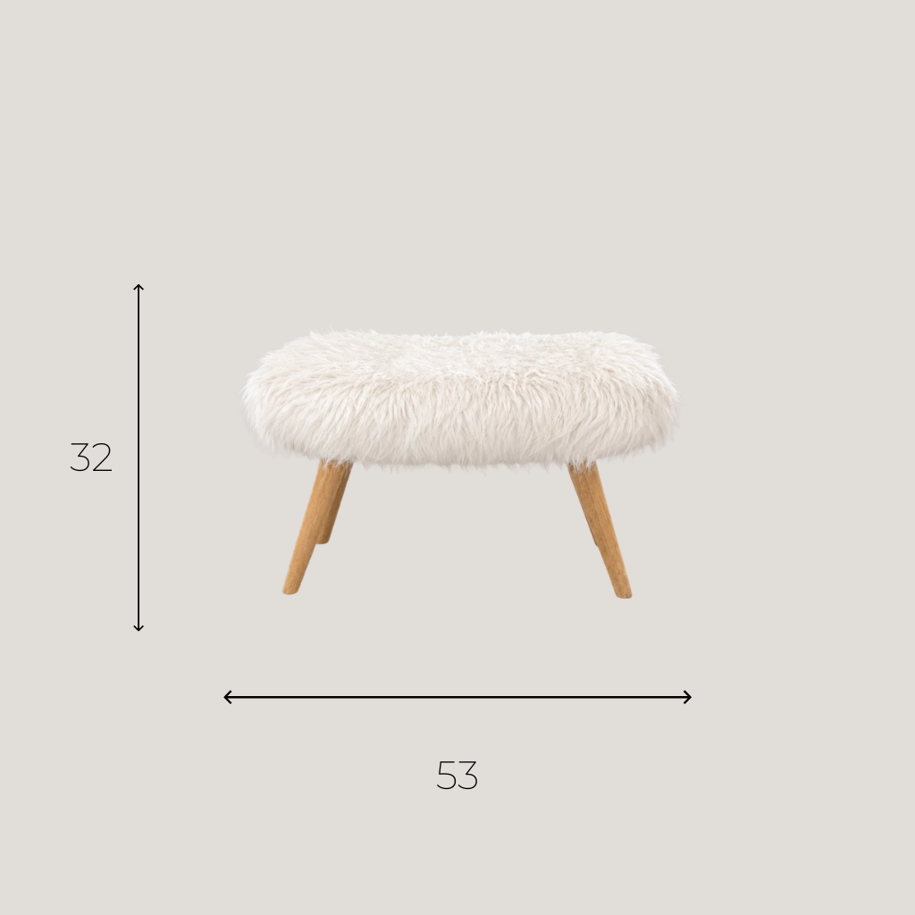 Tabouret Maison du Monde en Fausse Fourrure Blanche