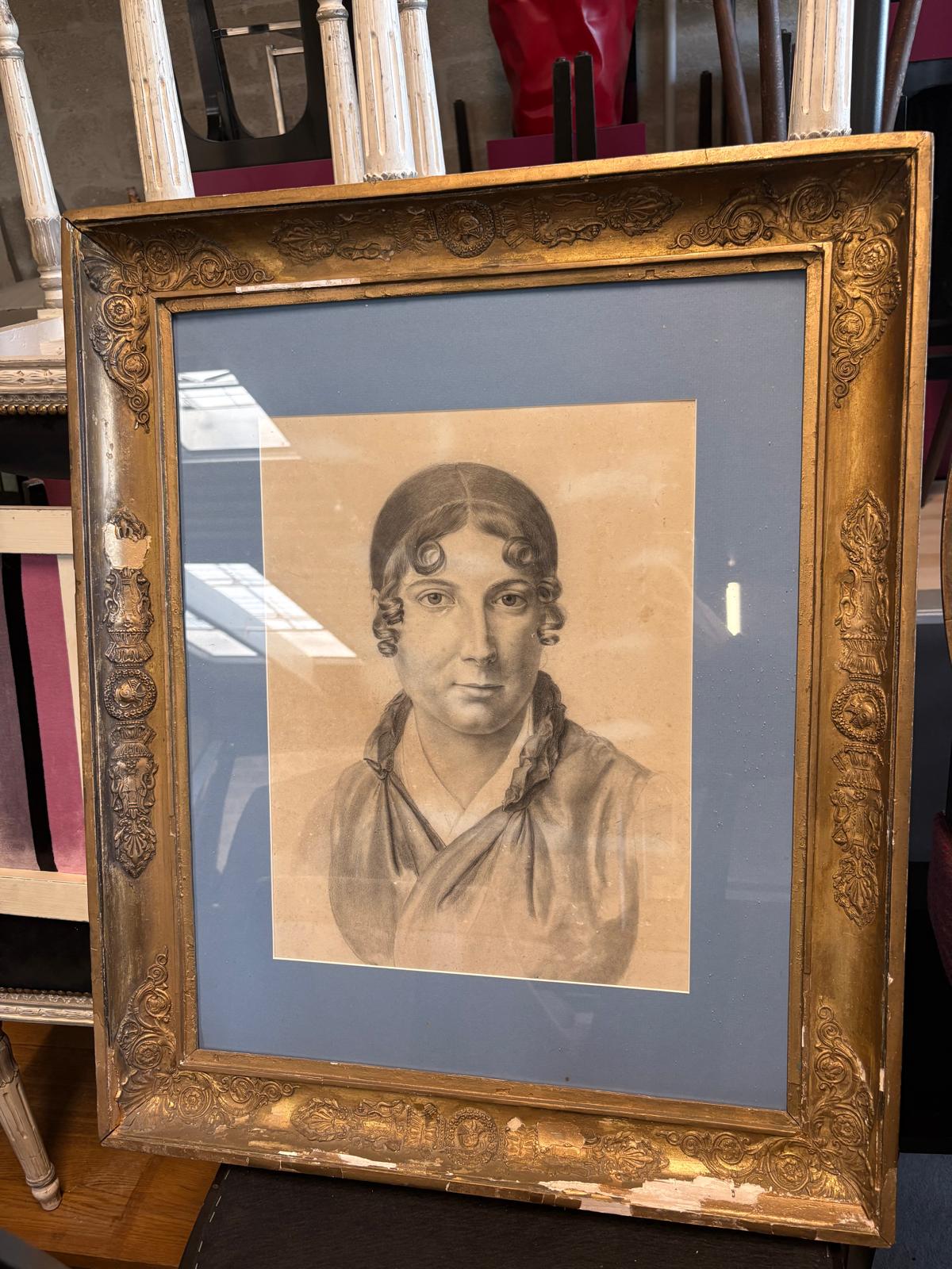Tableau encadré avec portrait ancien