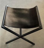 Tabouret X Cuir Noir & Métal