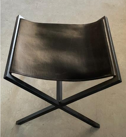 Tabouret X Cuir Noir & Métal