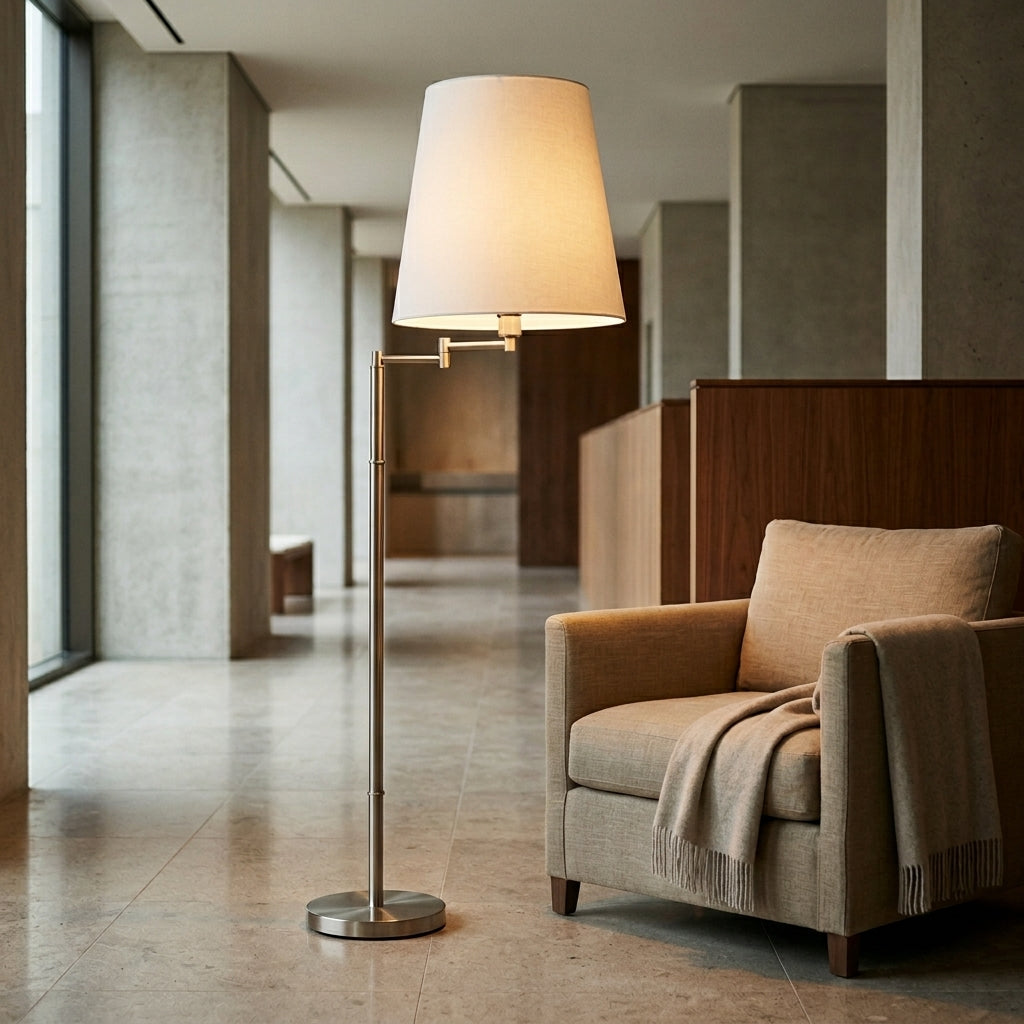 Lampadaire Blanc Abat-Jour Élégant