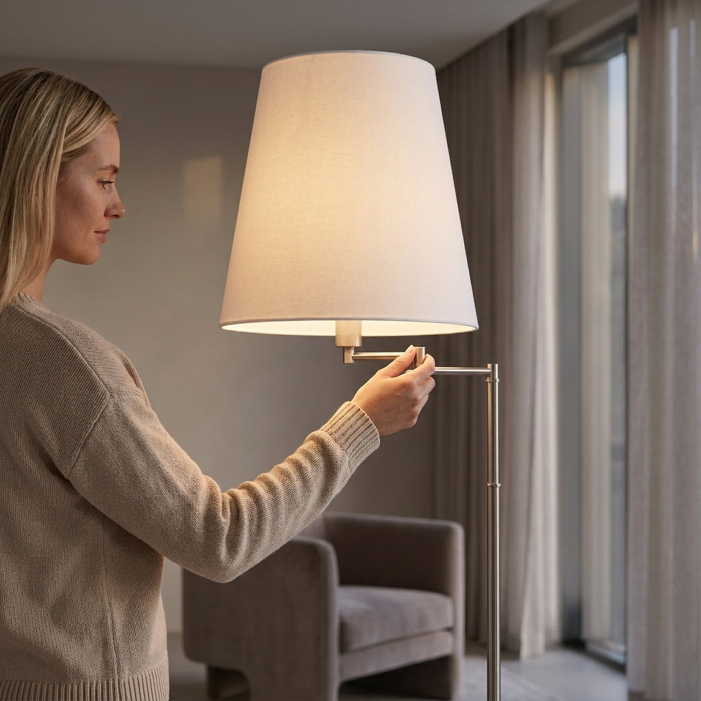 Lampadaire Blanc Abat-Jour Élégant